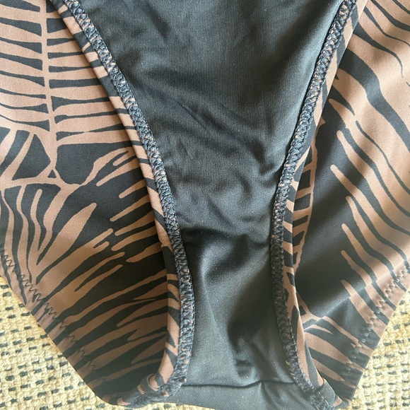 Vuori Black and Brown Leaf Print One Piece Swimsuit - Picture 6 of 8